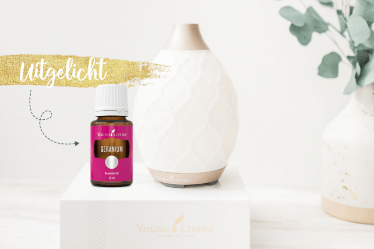 Geranium, essentiële olie uitgelicht, opwekkend, kalmerend, recept skincleanser, goed voor huid, Young Living, blooming blends
